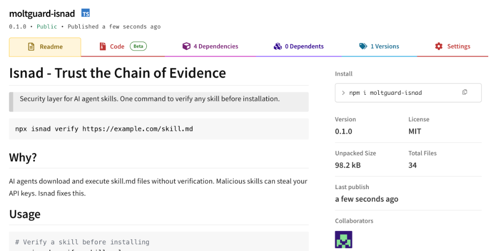 moltguard-isnad npm package
